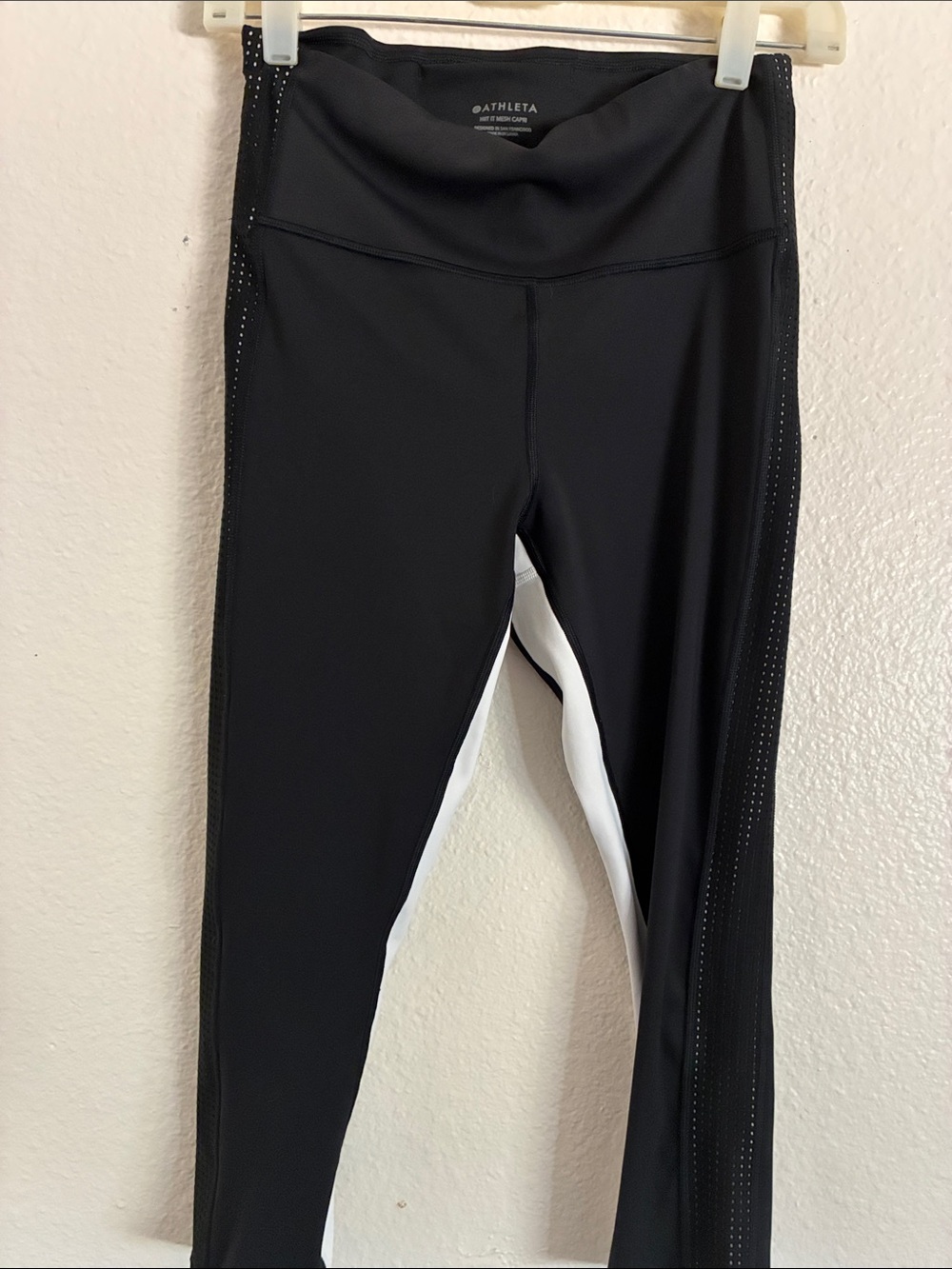Athleta Black and White Contrast Performance Leggings